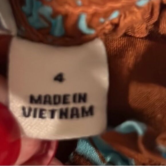 Janie & Jack teal and brown elastic waist pull on pants size 4 - Picture 6 of 7